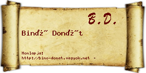 Binó Donát névjegykártya